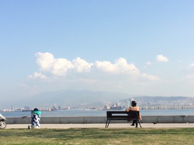 View of a Turkish city from the seaside